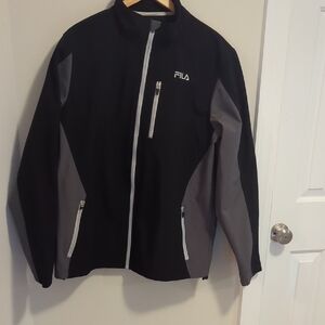Fila Black and Gray Performance Jacket with Full-Length Zipper